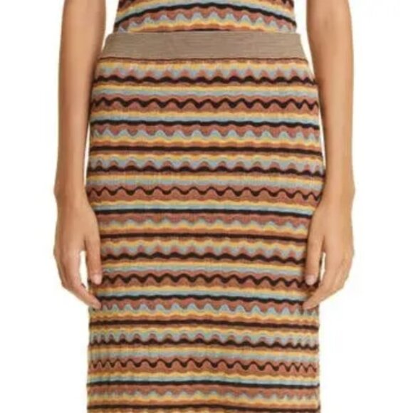 NWT Ulla Johnson Cosette Striped Neutral Knit Midi Skirt in Tiger's Eye P $650 - Picture 13 of 16